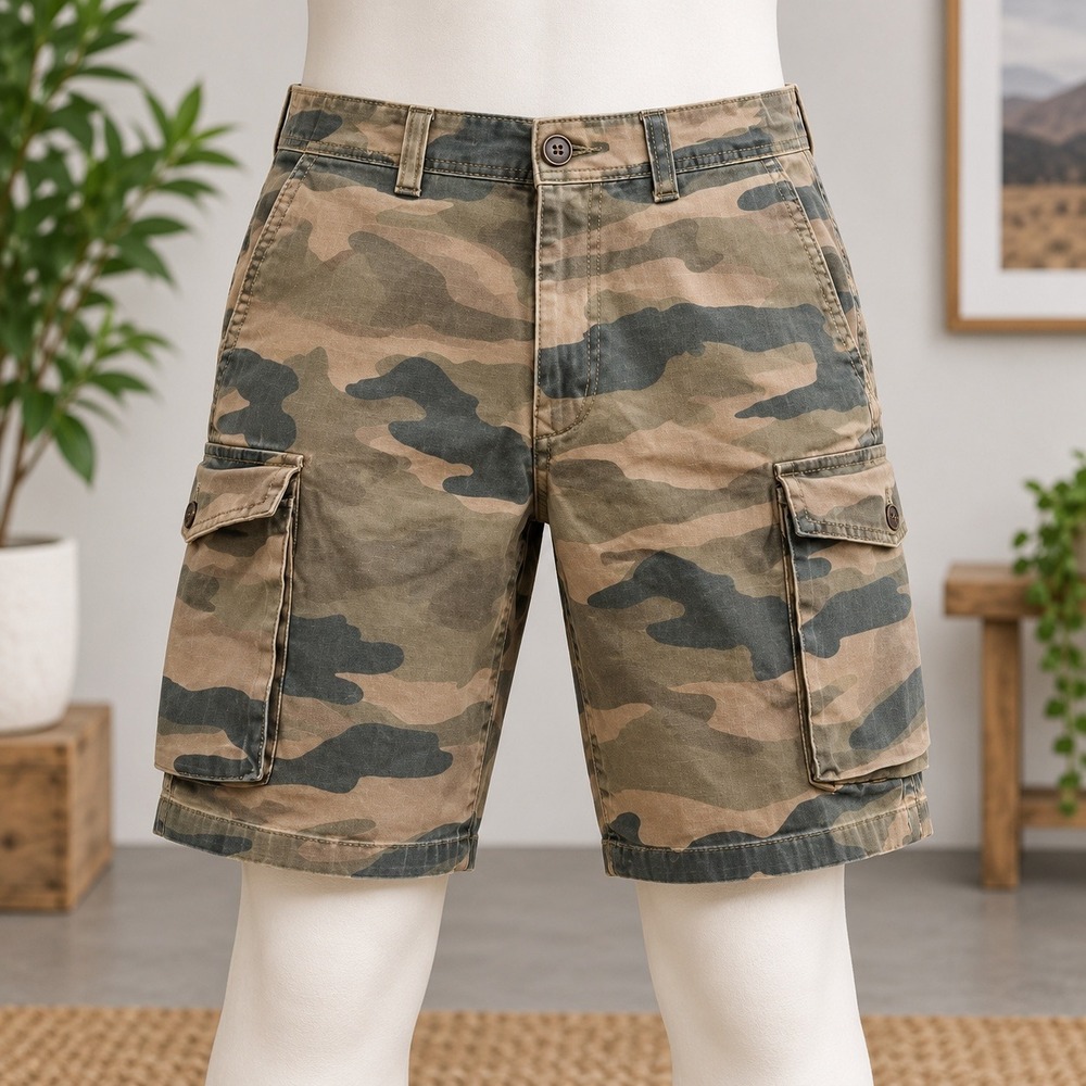 Lucky Brand Cargo Shorts Mens 36 Green Camo Camouflage Utility Pockets